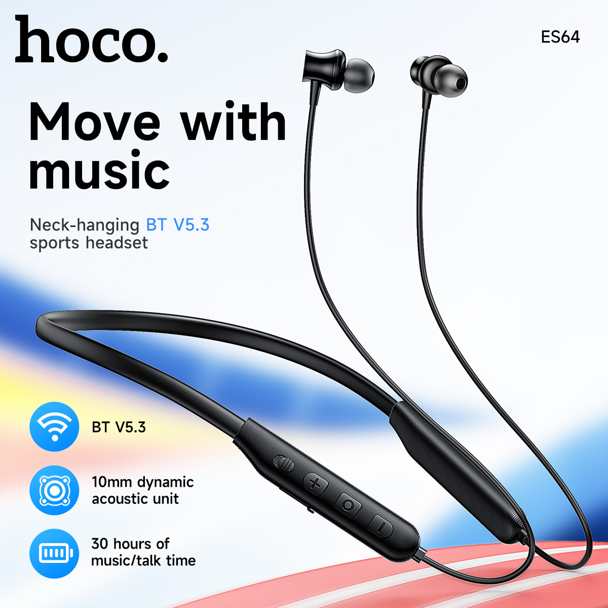 Magnetic Neckband Sports Earphones - Słuchawki bezprzewodowe Bluetooth 5.3 HOCO z
