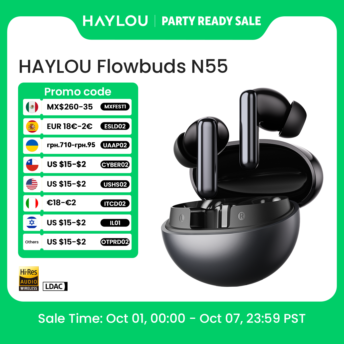 Type C Wired Earphones With Mic - Słuchawki bezprzewodowe HAYLOU Flowbuds N55, adaptacyjna